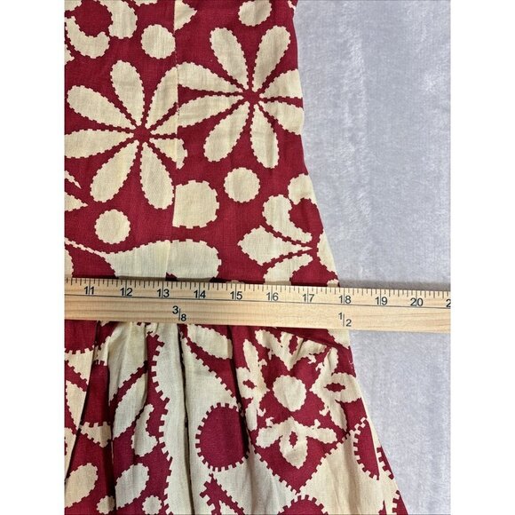 Girl Soul 100% Cotton Red-Tan Medi Dress Women's Sz M Boho Spring Summer Floral - Picture 9 of 14